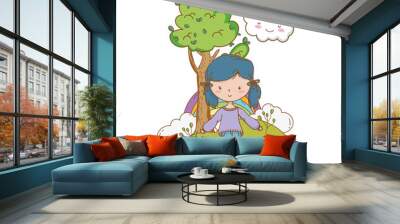 Teenager girl cartoon design vector illustrator Wall mural