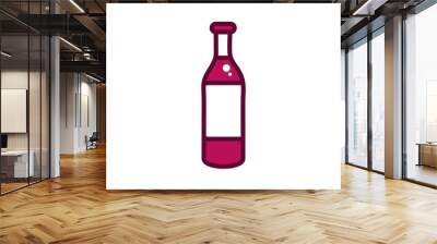 wine bottle liquor celebration drink beverage icon line and filled Wall mural