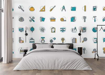 work tools engineering icons collection Wall mural