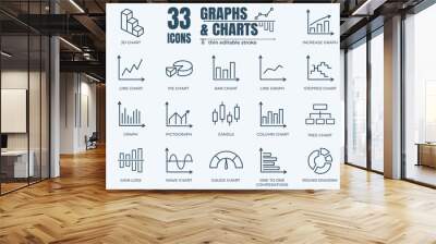 2022 new sizesSimple Set of Graph and Diagram Related Vector Line Icons. Contains such Icons as Pie Chart, Graphic, Statistics, Column Chart Wall mural