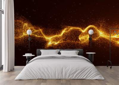 gold energy wave particle element. Wall mural