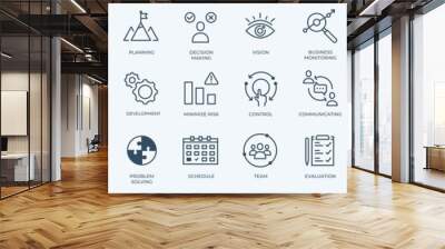 management web icons in line style. media, teamwork, business, planning, strategy, marketing. vector Wall mural