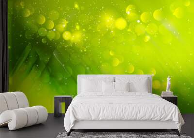 Abstract Lime Green Defocused Lights Background Wall mural