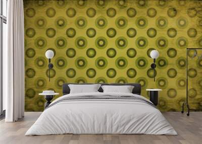 Green and Gold Grunge Seamless Circle Wallpaper Pattern Wall mural