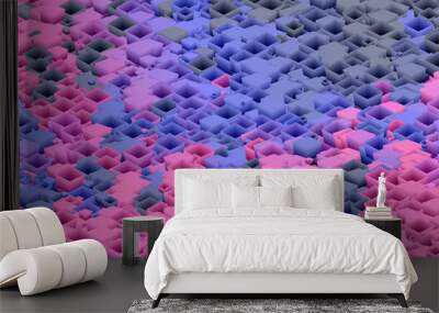 pink and blue three dimensional square background Wall mural