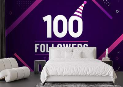 Thank you 100 followers celebration modern colorful design. Wall mural