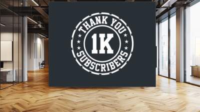 Thank you 1000 Subscribers celebration, Greeting card for 1k social Subscribers. Wall mural