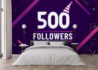 Thank you 500 followers celebration modern colorful design. Wall mural