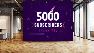 Thank you 5000 subscribers, 5K subscribers celebration modern colorful design. Wall mural