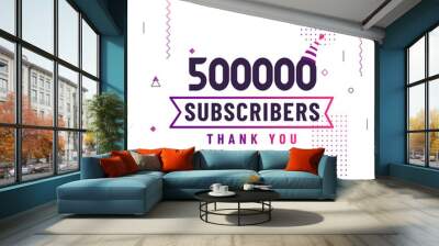 Thank you 500000 subscribers, 500K subscribers celebration modern colorful design. Wall mural