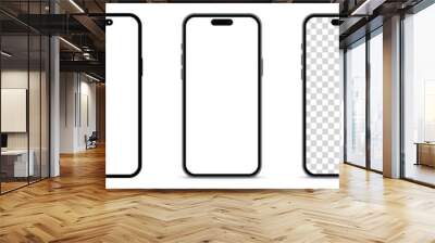 smartphone mockup with blank white screen in realistic, clay, flat vector, line style. mobile phone mockup front view. vector illustration Wall mural