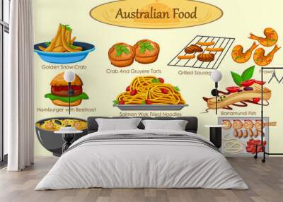 Collection of delicious Australian food Wall mural