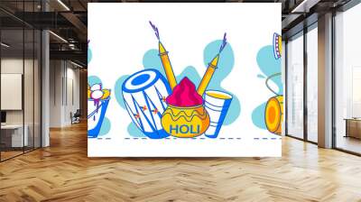 Colorful Traditional Holi background for festival of colors of India in vector Wall mural