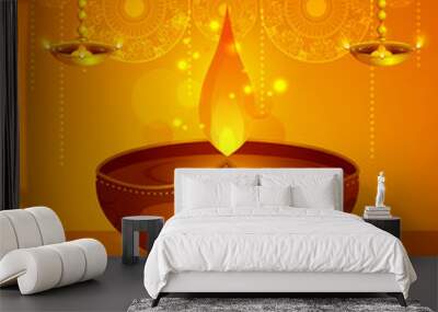 Happy Diwali light festival of India greeting background Wall mural