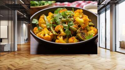 Dry Gobi Masala or cauliflower Sabzi served in a bowl. selective focus Wall mural