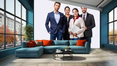 Indian asian young business professionals executive standing in group and looking at camera Wall mural