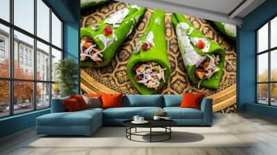 Kaju Gulkand Paan Mithai barfi - Indian sweet or dessert served in a plate Wall mural