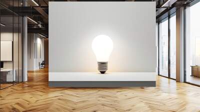 A copy space image of an LED lamp standing alone against a white background Wall mural