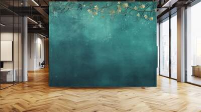 a festive copy space image with a vintage stone texture and abstract grunge decoration on a teal or  Wall mural