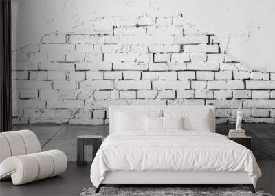 A white brick wall set against a grey background provides a sleek and modern aesthetic for any copy space image. Wall mural