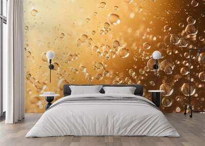 Abstract Close-Up of Champagne Bubbles: Elegant Frothy Background with Bubbles and Foam Texture Wall mural