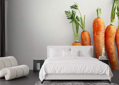 Carrots displayed on a blank backdrop with ample copy space image Wall mural