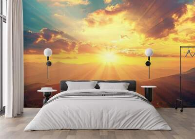 Gorgeous sunset on a sunny day with a stunning view and ample copy space image. Wall mural