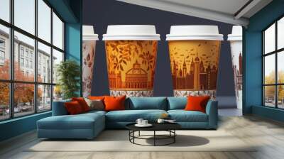 In the morning shops and cafes offer a refreshing coffee cup break allowing customers to enjoy a cup of tea or coffee in a lively and vibrant atmosphere The concept of these shops is to provide a spa Wall mural