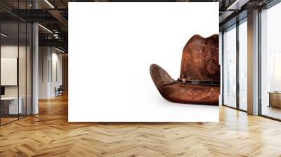 Isolated brown cowboy hat on a white background with copy space image. Wall mural