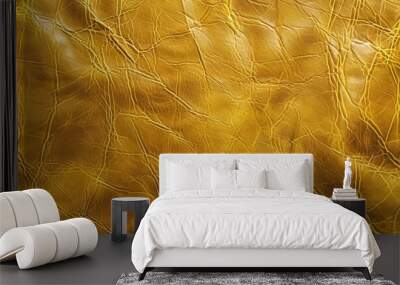 Panoramic banner featuring a texture of yellow natural leather as the background, including copy space image. Wall mural