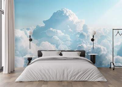 Sky filled with fluffy white clouds a heavenly backdrop for wallpaper and texture an imaginative nature concept with an abstract composition perfect for a copy space image Wall mural