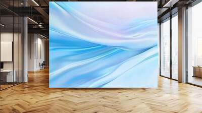 Smooth blue curve design blending with blurred lines creates a light blue gradient abstract banner background with ample copy space image Wall mural