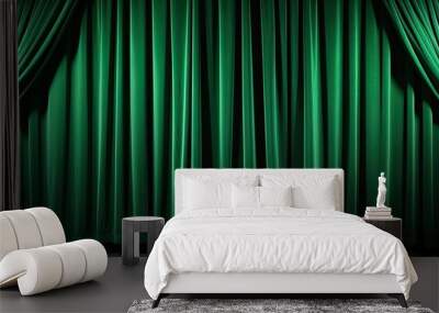 The background of the theater curtain is green with ample space for images Wall mural