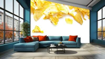 Top view of a crunchy durian chip on a white background with clipping path for a copy space image. Wall mural