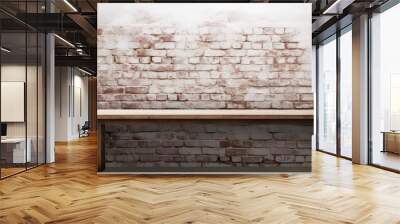 White background with copy space image featuring an isolated brick table devoid of any objects or decoration Wall mural