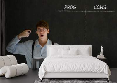 Businessman, student or teacher pros and cons decision list Wall mural