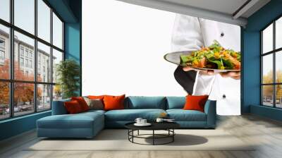 Chef holding salad Wall mural