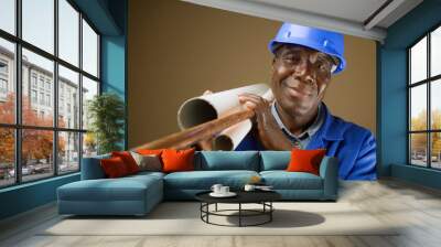 Senior South African or American plumber with pipes Wall mural