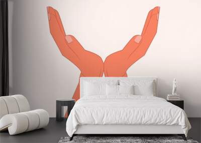 Two hands showing or holding something. Female or male open hands up. Two hands reaching out for help. Isolated Vector illustration. Opening empty handful and lifting them up for help Wall mural