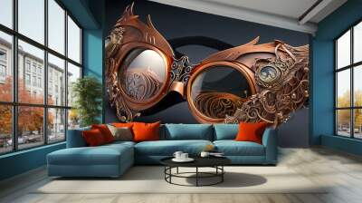 for carnival decorated glasses, metal optics, large lenses, beads, bronze colors Wall mural