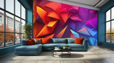 illustration of colored triangles three-dimensional layered on top of each other Wall mural