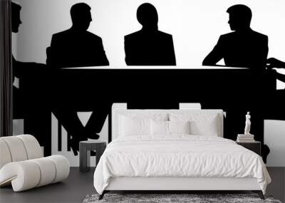 business people having meeting silhouette in black color. vector template for laser cutting wall art Wall mural