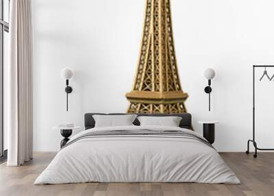 Eiffel tower famous monument of paris france in golden bronze color isolated white background. french landmark tourism concept Wall mural