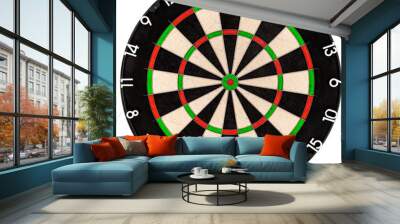 professional sisal steel bristle dartboard isolated white background. dart game sport hobby leisure time concept Wall mural