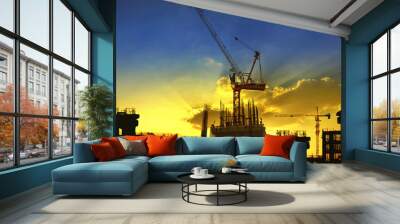 building and crane construction site Wall mural