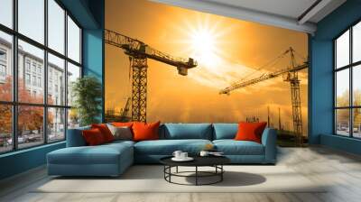 crane and building construction Wall mural