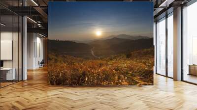 landscape of mountain view and sun rising sky use as natural bac Wall mural