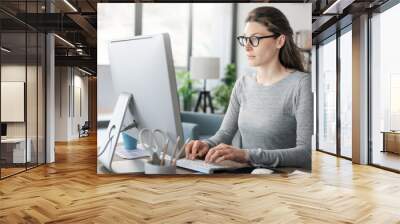 Professional woman working from home Wall mural