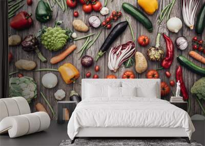 Vegetables colorful background Wall mural