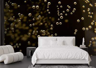 macro of sparkling champagne against black background. Wall mural